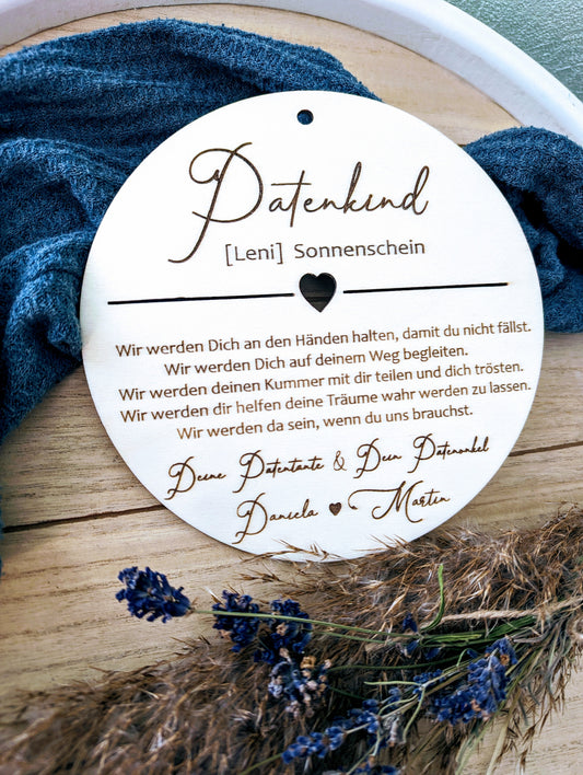 Personalisiertes Holzschild für das Patenkind |Geschenk zur Taufe | Patenkind | Taufgeschenk |