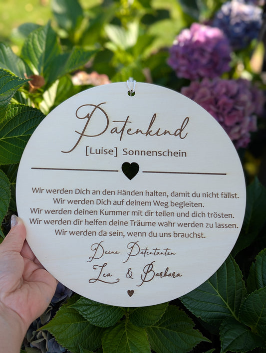 Personalisiertes Holzschild für das Patenkind |Geschenk zur Taufe | Patenkind | Taufgeschenk |