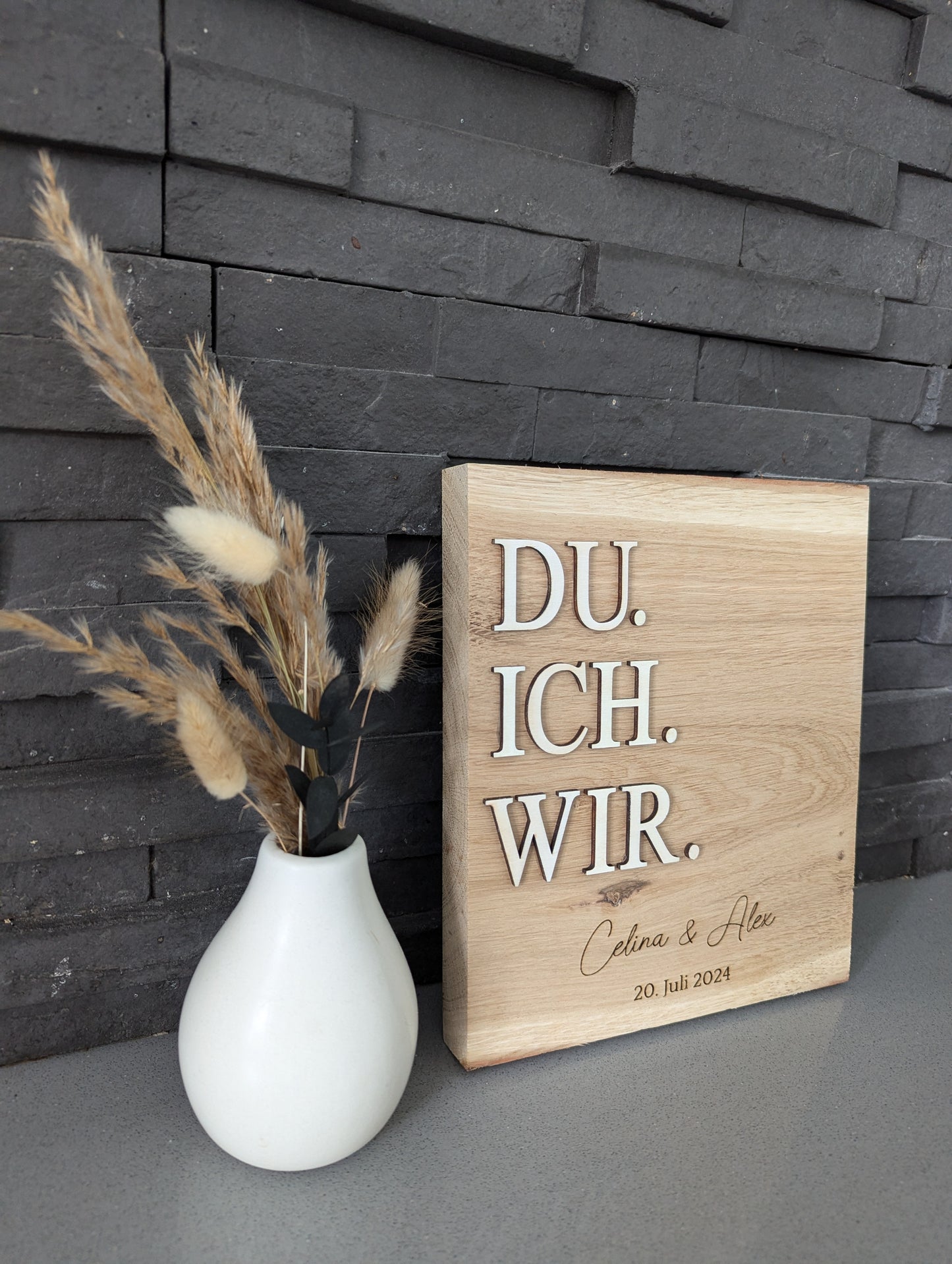Eichenholzbrett " DU.ICH.WIR."